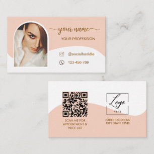 Modern ark pink foto qr-kod logotyp Affärsmanus Visitkort