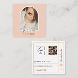 Modern ark pink foto qr-kod logotyp med script fyrkantigt visitkort