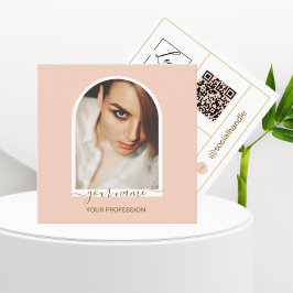 Modern ark pink foto qr-kod logotyp med script fyrkantigt visitkort