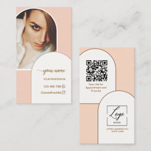 Modern ark pink foto qr-kod logotyp script visitkort