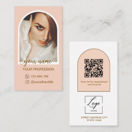 Modern ark pink foto qr-kod logotyp script visitkort