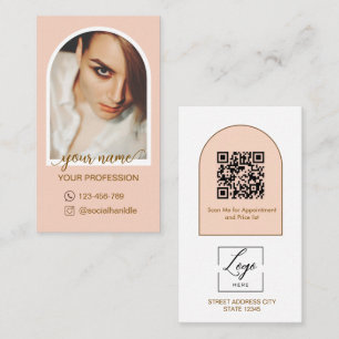 Modern ark pink foto qr-kod logotyp script visitkort