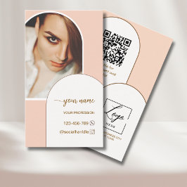 Modern ark pink foto qr-kod logotyp script visitkort