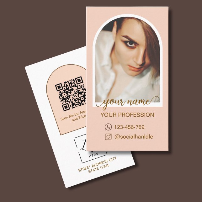 Modern ark pink foto qr-kod logotyp script visitkort (Skapare uppladdad)