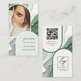 Modern ark sagegrön foto qr-kod logotyp visitkort