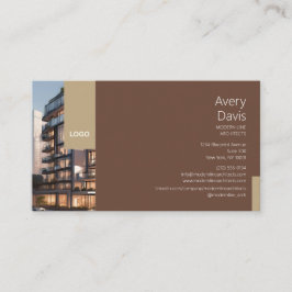 Modern Arkitekt med Byggnadsfoto & Logotyp Visitkort