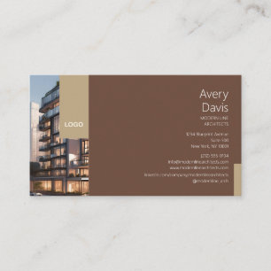 Modern Arkitekt med Byggnadsfoto & Logotyp Visitkort