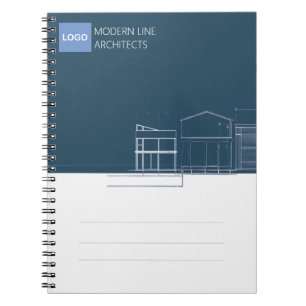 Modern Arkitekt Navy & Vit Minimalist Ritning Anteckningsbok