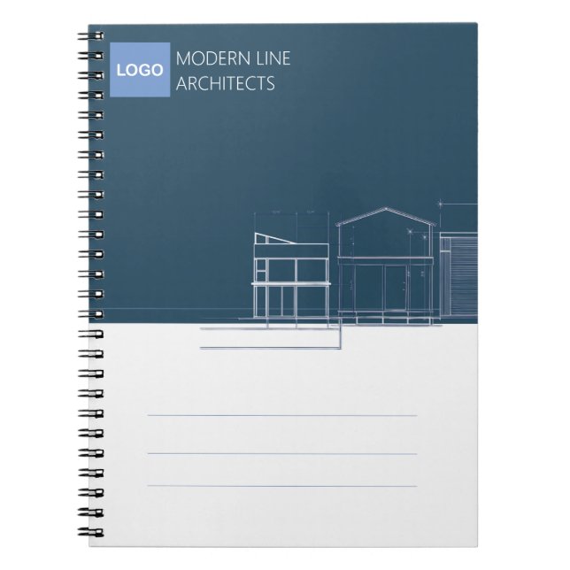 Modern Arkitekt Navy & Vit Minimalist Ritning Anteckningsbok (Framsidan)