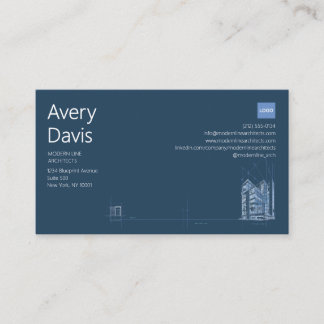 Modern arkitekt Navy & Vit minimalist ritning Visitkort