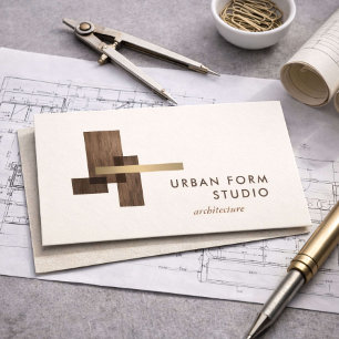 Modern Arkitekt Trä Logo Elfenben Visitkort