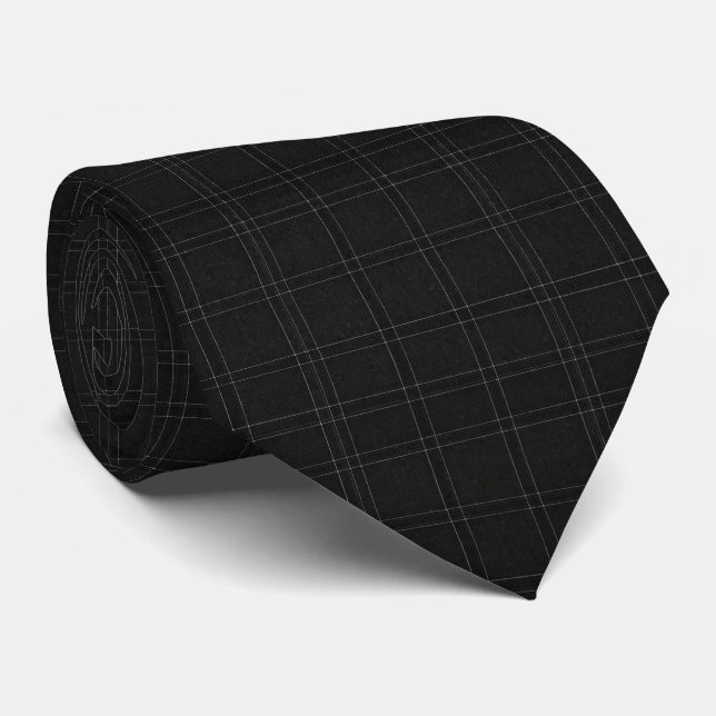 Modern arkitektonisk mikrogrid svart slips (Rullad)