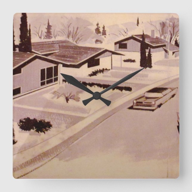 Modern arkitektur för Midcentury Fyrkantig Klocka (Framsida)