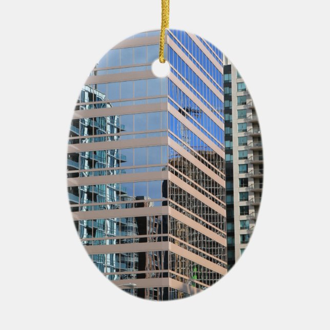 Modern arkitektur för stad julgransprydnad keramik (Framsidan)