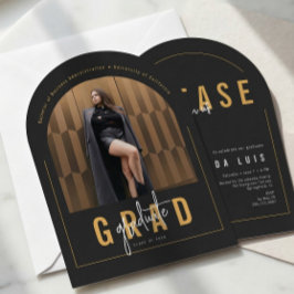 Modern Arkitektur Foto Svart & Guld Examen Inbjudningar