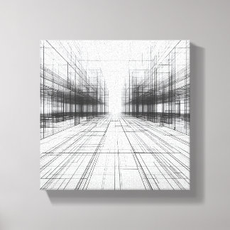 Modern arkitektur trådram konst - Abstrakt 3D Canvastryck