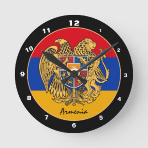 Modern armenisk Flagga, Armeniens hem/design Rund Klocka