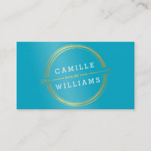 MODERN ARROW guld foil rustic hand plockade-turkos Visitkort