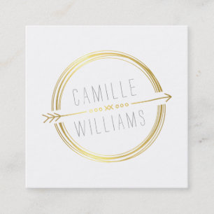 MODERN ARROW LOGOTYP guld foil rustic hand plockad Fyrkantigt Visitkort