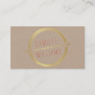 MODERN ARROW LOGOTYP guld foil rustic hand plockad Visitkort