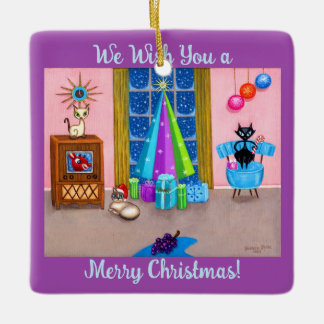 Modern årsålder för årstider i mitten av århundrad julgransprydnad keramik