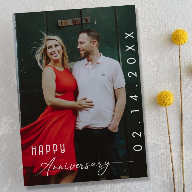 Modern årsdag - foto med Snyggt-skript Meddelande (Anniversary Photo With Stylish Script  Announcement )