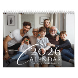 Modern Årsöversyn Anpassad Familjefoto 2026 Kalender