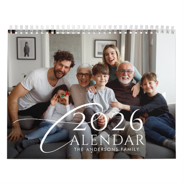 Modern Årsöversyn Anpassad Familjefoto 2026 Kalender (Omslag)