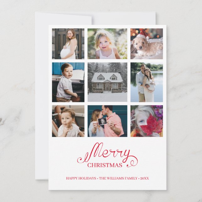 Modern årstid i recension 9 Photo Collage-Helgdag  Inbjudningar (Framsida)