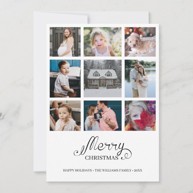 Modern årstid i recension 9 Photo Collage-Helgdag  Inbjudningar (Framsida)