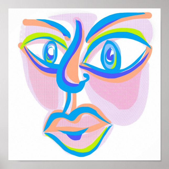 Modern Art Abstrakt Ansikte Poster (Framsidan)