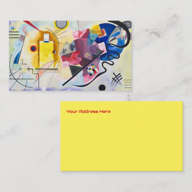 Modern Art Abstrakt Kandinsky Gult Red Blue Visitkort (Fram/baksida)