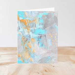 Modern Art Aqua och Guld-mappat tomt anteckningsko Anteckningskort