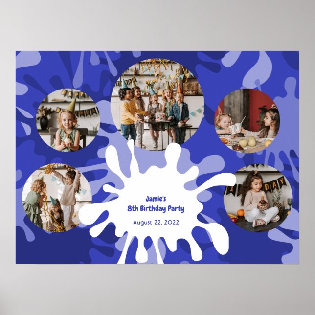 Modern Art Birthday 5 Photos Collage Template Poster (Framsidan)