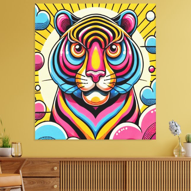 Modern Art Closeup Tiger Canvastryck (Insitu (Vardagsrum))