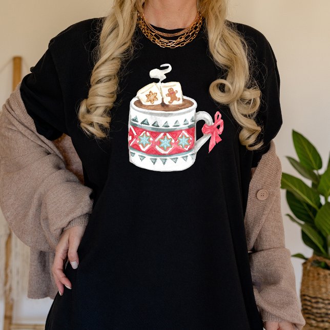 Modern Art Coquette Women God jul Helgdag T Shirt (Christmas coffee mug shirt)