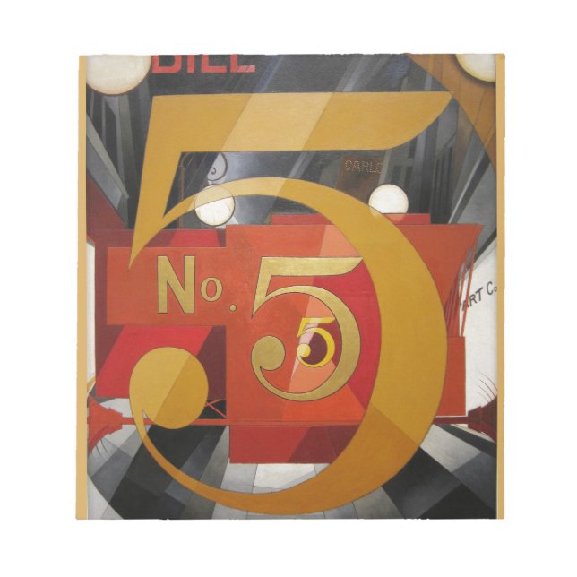 Modern Art Cubist Demuth Figur 5 i Guld Anteckningsblock (Framsida)