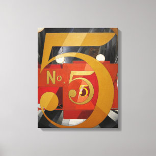Modern Art Cubist Demuth Figur 5 i Guld Canvastryck