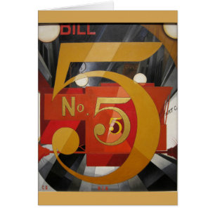 Modern Art Cubist Demuth Figur 5 i Guld Hälsningskort