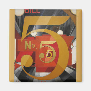 Modern Art Cubist Demuth Figur 5 i Guld Magnet