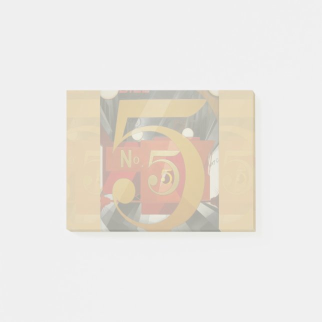 Modern Art Cubist Demuth Figur 5 i Guld Post-it Block (Framsida)
