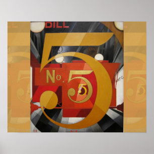 Modern Art Cubist Demuth Figur 5 i Guld Poster