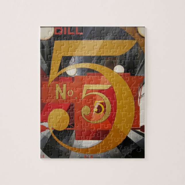 Modern Art Cubist Demuth Figur 5 i Guld Pussel (Vertikal)