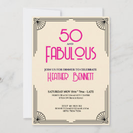Modern Art Deco 50 and Fabulous Birthday  Inbjudningar