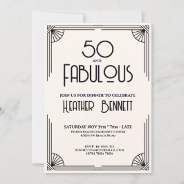 Modern Art Deco 50 and Fabulous Birthday  Inbjudningar