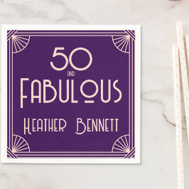 Modern Art Deco 50 and Fabulous Birthday Pappersservett
