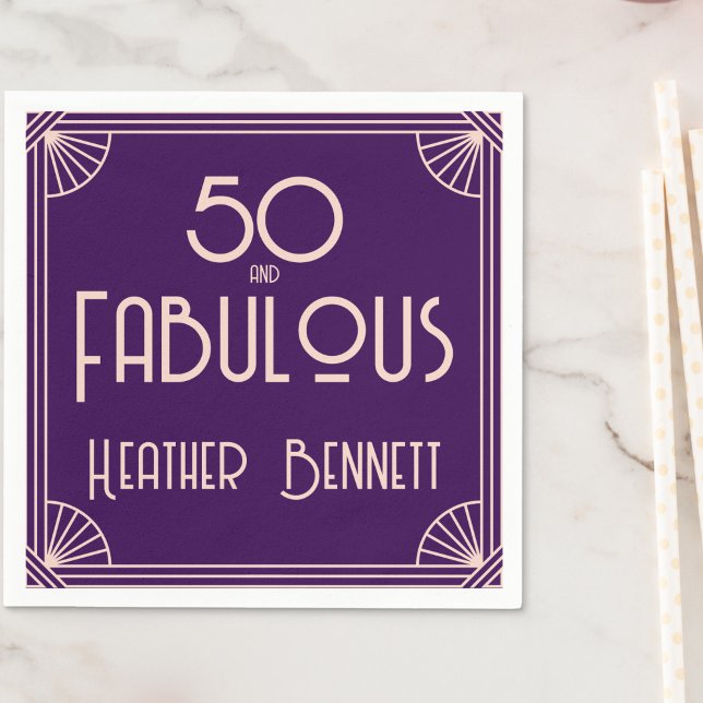 Modern Art Deco 50 and Fabulous Birthday Pappersservett (Skapare uppladdad)