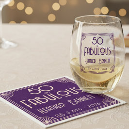 Modern Art Deco 50 and Fabulous Birthday Pappersservett