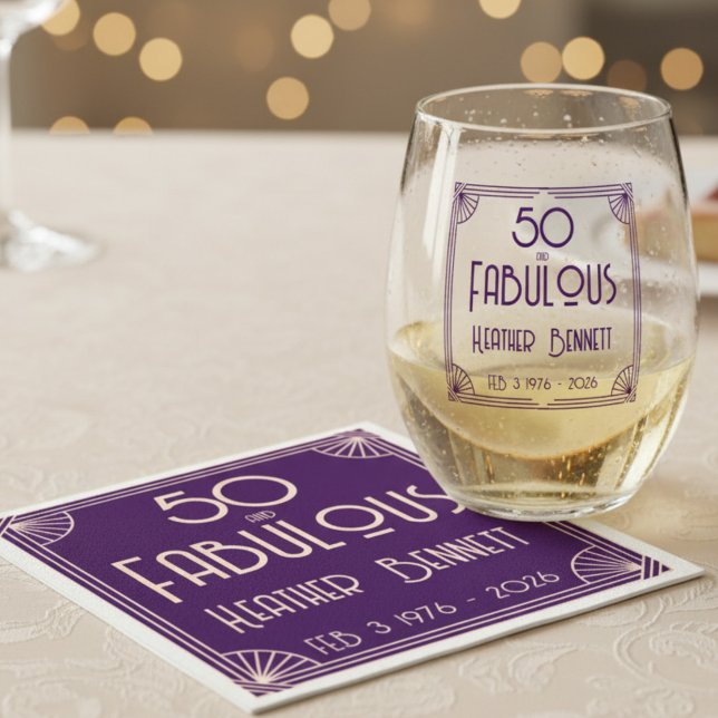 Modern Art Deco 50 and Fabulous Birthday Pappersservett (Skapare uppladdad)