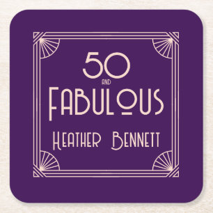 Modern Art Deco 50 och fantastisk födelsedag Underlägg Papper Kvadrat